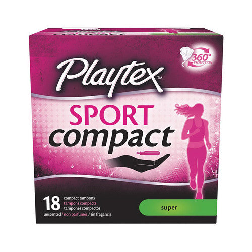 Playtex Sport Compact Unscented Tampons Super Absorbency, 18 Ea